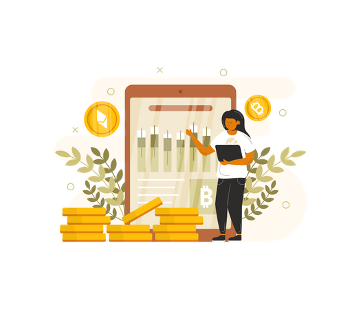 Woman doing crypto trading  Illustration