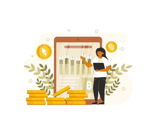 Woman doing crypto trading  Illustration