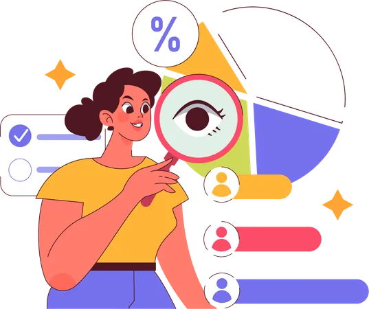 Woman doing customer analysis  Illustration