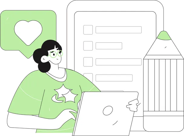 Woman doing Customer Analysis  Illustration