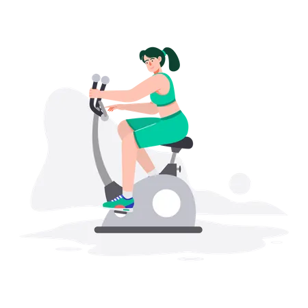 Woman doing cycling at gym  Illustration