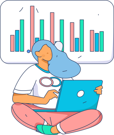 Woman doing data analysis  Illustration