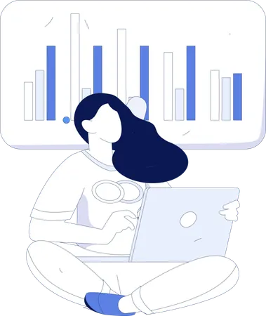 Woman doing data analysis  Illustration