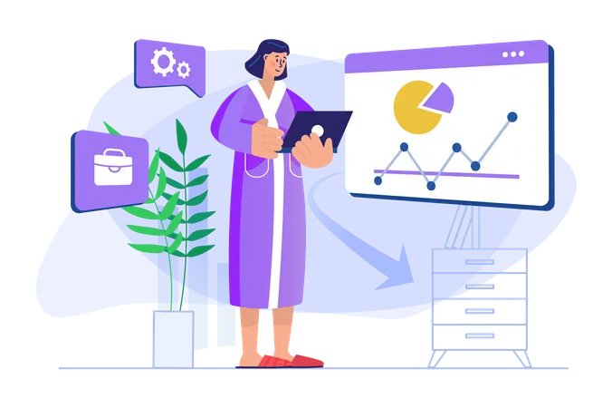 Woman doing data analysis  Illustration