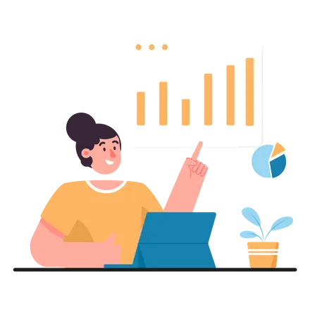 Woman doing data analysis  Illustration