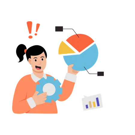 Woman doing data analysis  Illustration