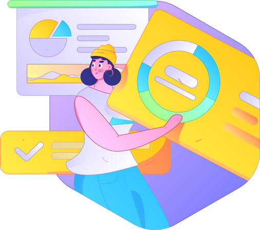 Woman doing data analysis  Illustration