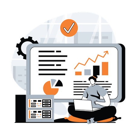 Woman doing data analysis  Illustration