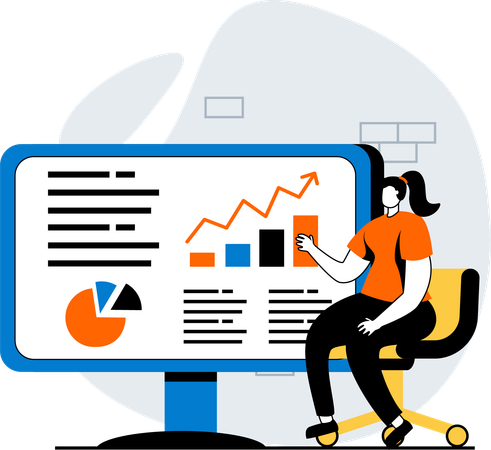 Woman Doing Data Analysis  Illustration