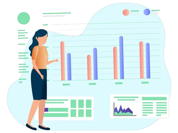 Woman doing data analysis  Illustration