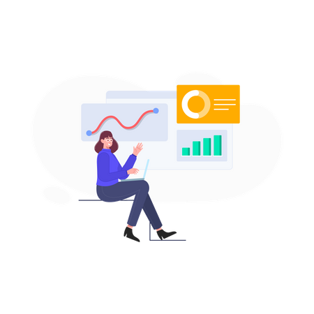 Woman Doing Data Analysis  Illustration