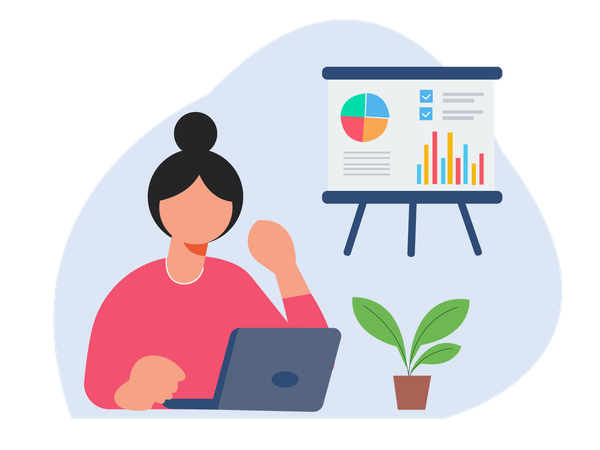 Woman doing data analysis  Illustration