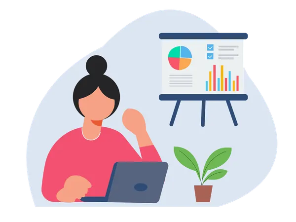 Woman doing data analysis  Illustration