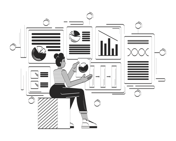 Woman doing Data-driven product management  Illustration