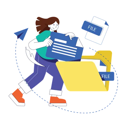 Woman doing Data Management work  Illustration