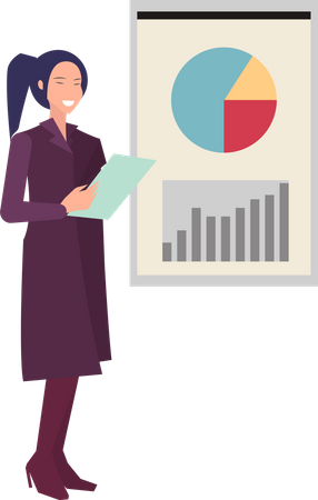 Woman doing data presentation  Illustration