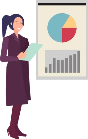 Woman doing data presentation  Illustration