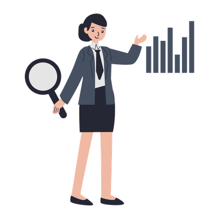 Woman doing data research  Illustration