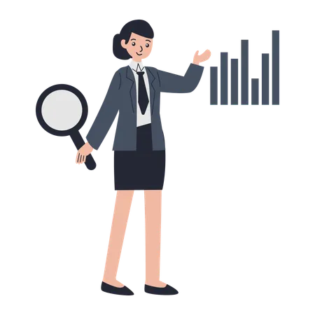 Woman doing data research  Illustration