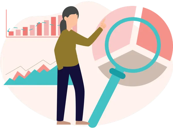 Woman doing data Research  Illustration
