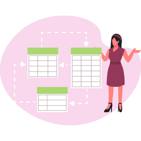 Woman doing data transfer  Illustration