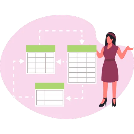 Woman doing data transfer  Illustration