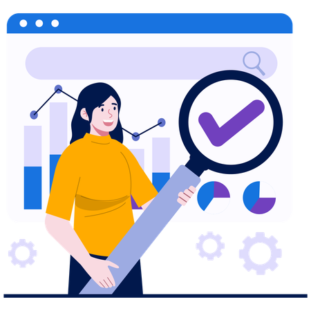 Woman doing Data Verification  Illustration