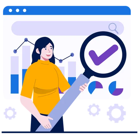 Woman doing Data Verification  Illustration