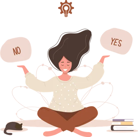 Woman doing decision making  Illustration