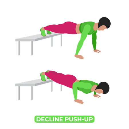 Woman Doing Decline Push Up  Illustration