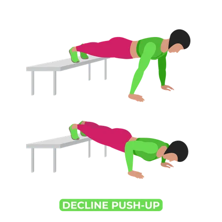 Woman Doing Decline Push Up  Illustration