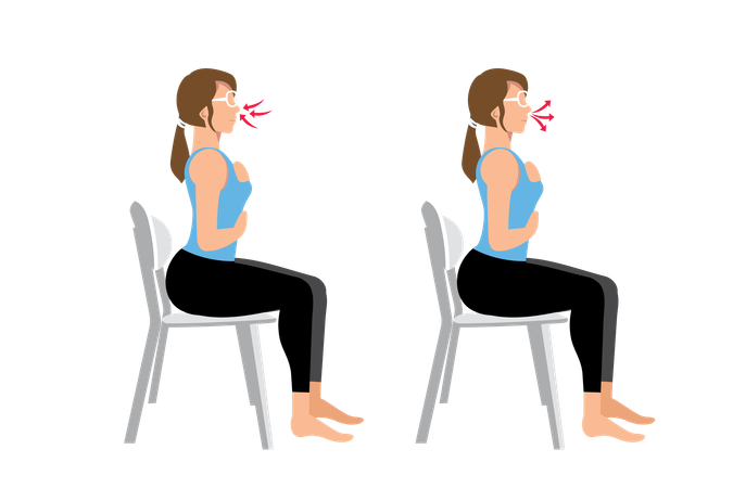 Woman doing Deep breathing  Illustration