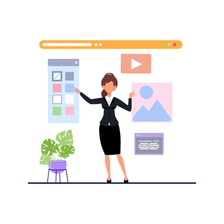 Website Design Flat Illustration In This Design You Can See How Technology Connect To Each Other Each File Comes With A Project In Which You Can Easily Change Colors And More Illustration