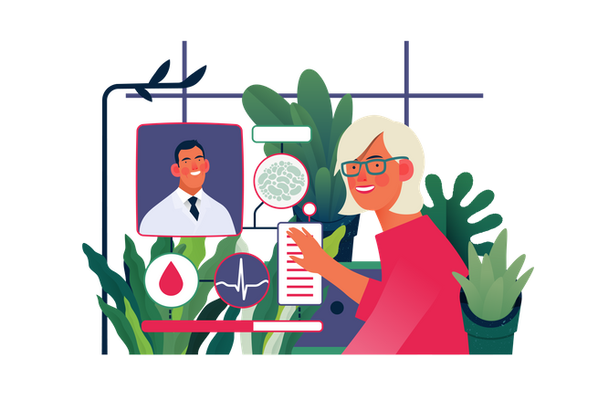 Woman doing different medical tests Illustration