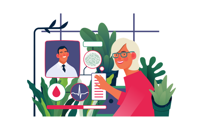 Woman doing different medical tests  Illustration