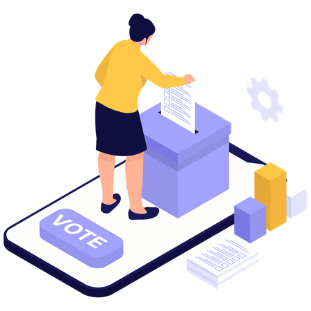Woman doing Digital Ballot Submission  Illustration