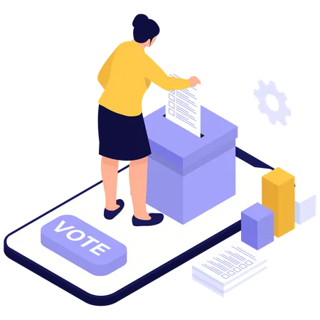 Woman doing Digital Ballot Submission  Illustration