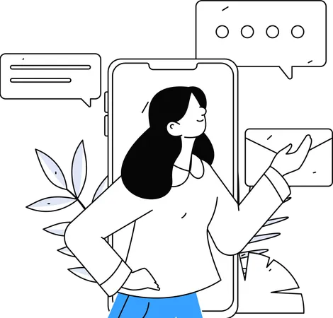 Woman doing Digital business meeting  Illustration