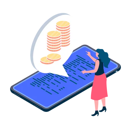 Woman doing digital investment  Illustration