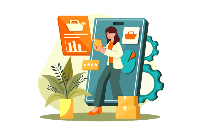 Woman doing digital marketing  Illustration