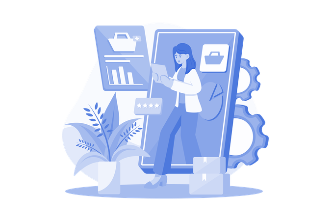 Woman doing digital marketing  Illustration