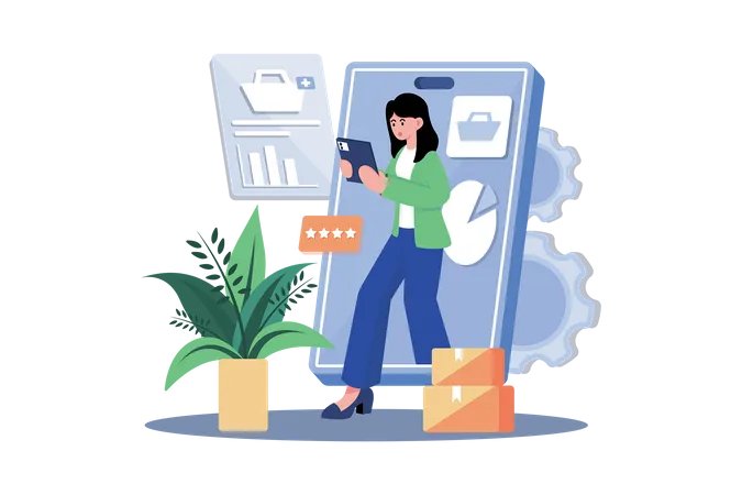 Woman doing digital marketing  Illustration