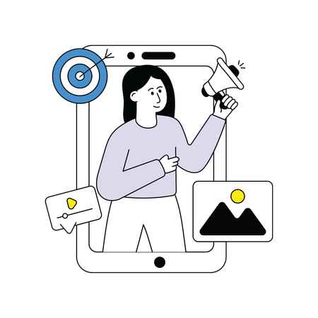 Woman Doing Digital Marketing  Illustration