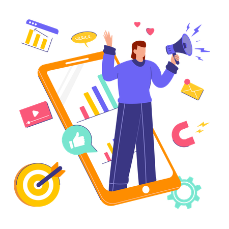 Woman doing Digital Marketing  Illustration