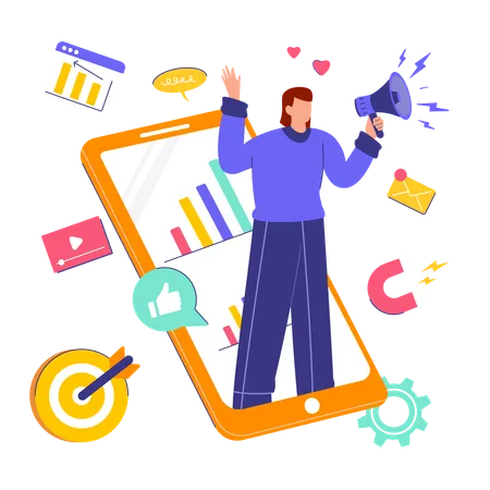 Woman doing Digital Marketing  Illustration