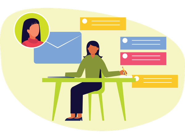 Woman doing Digital meeting  Illustration