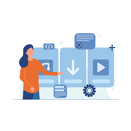 Woman doing digital resource planning  Illustration