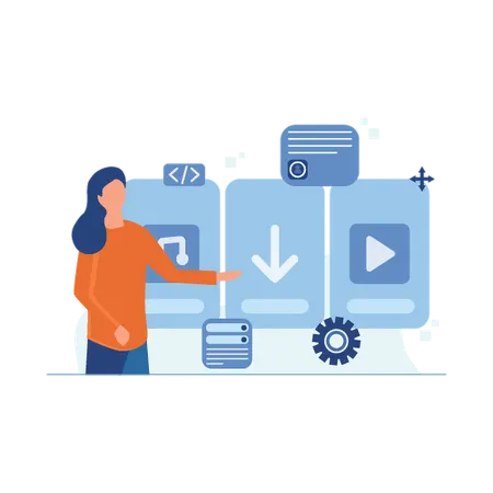 Woman doing digital resource planning  Illustration