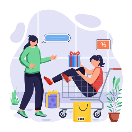 A Flat Illustration Depicting Online Buying イラスト