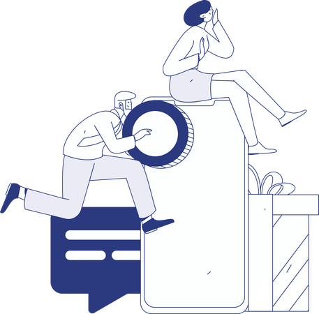 Woman doing digital shopping  Illustration
